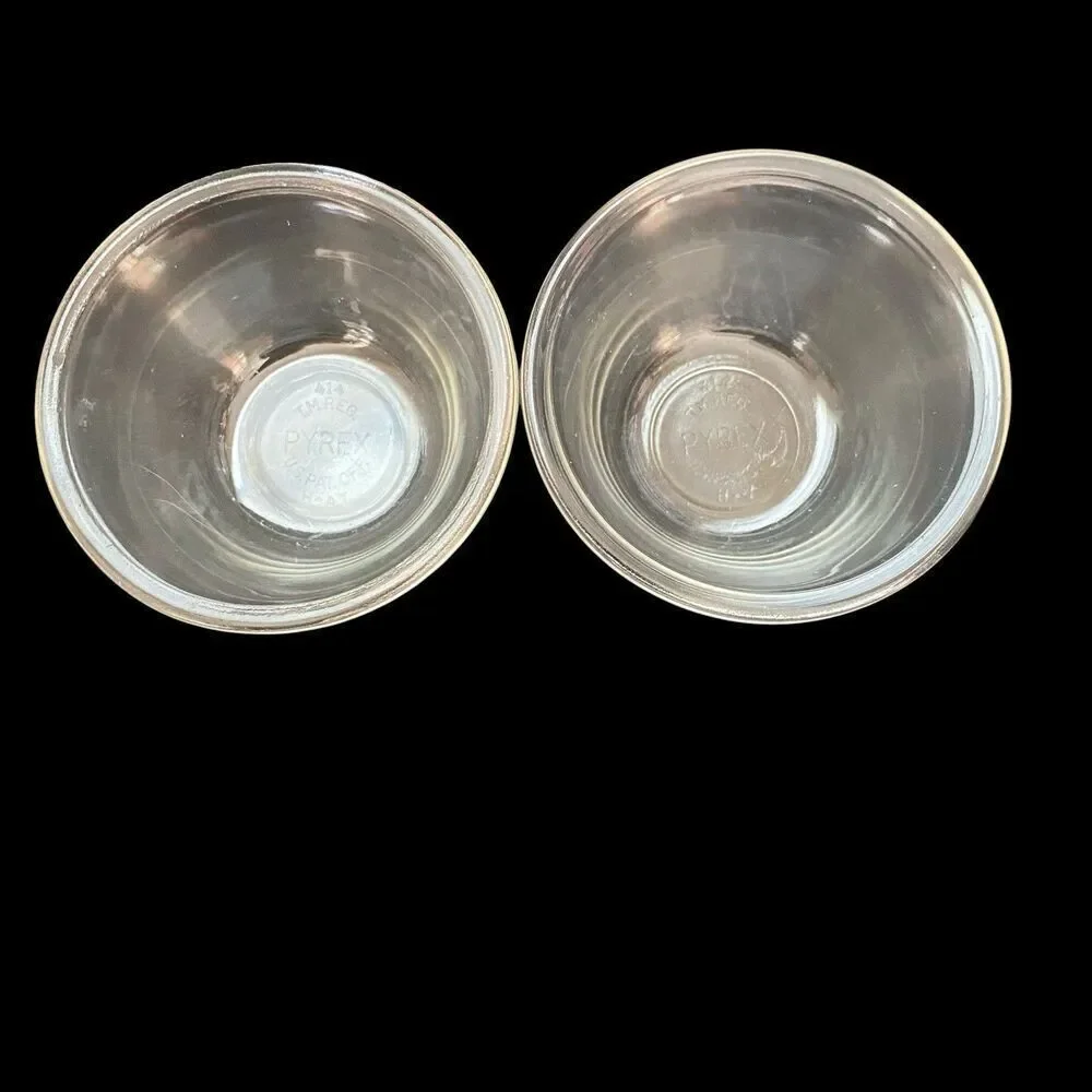 2 Vintage 1920's  Pyrex Custard Cups 414 Borosilicate Glass